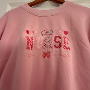 Pink 'NURSE' Embroidered Sweatshirt